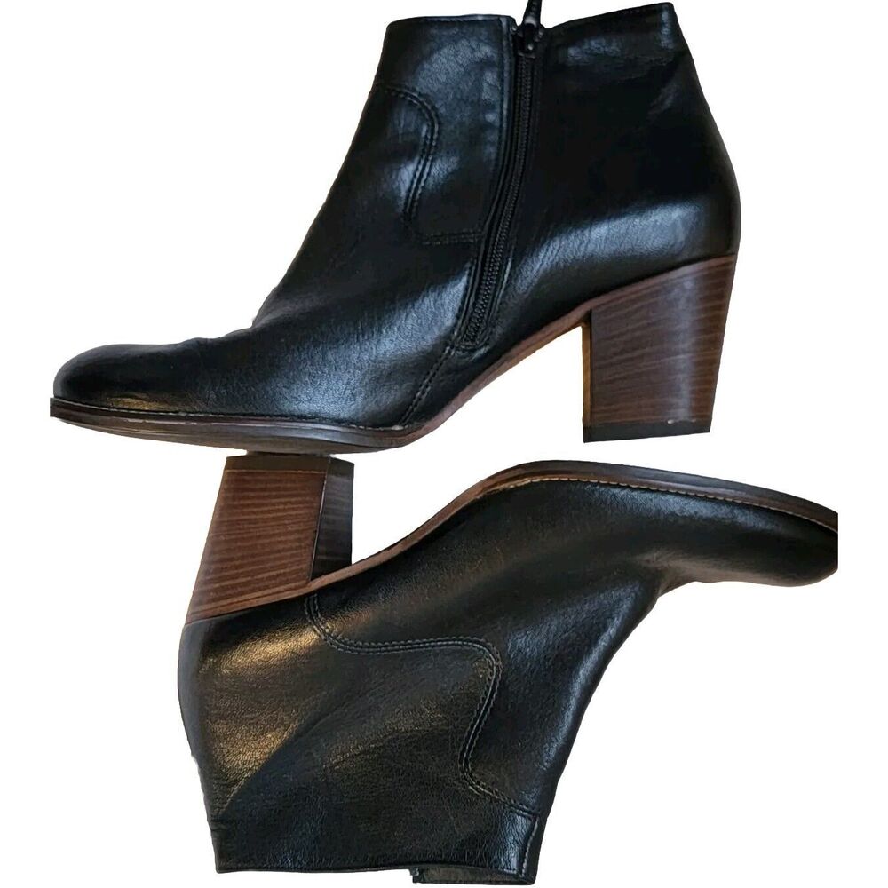Paul Green Dexter Leather Mid Heel Ankle Boots in Black Size 10.5 EUC‎ Austria